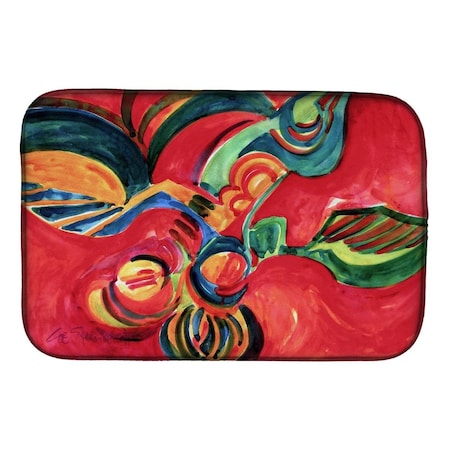 Carolines Treasures Carolines Treasures 6043DDM Red Flowers & Berries Dish Drying Mat 6043DDM